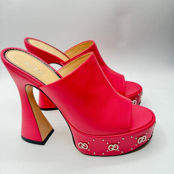 Gucci GG Stud Platform Malaga Kid Rhodamine Pink Size 39.5 US 9.5 - Picture 6 of 14